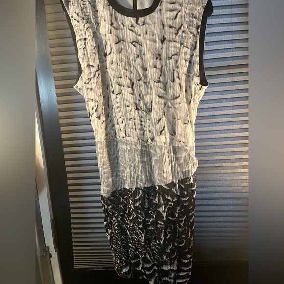 Helmut Lang Silk Annex Printed Sleeveless Mini Dress Gray Black White size 6 - Picture 10 of 15